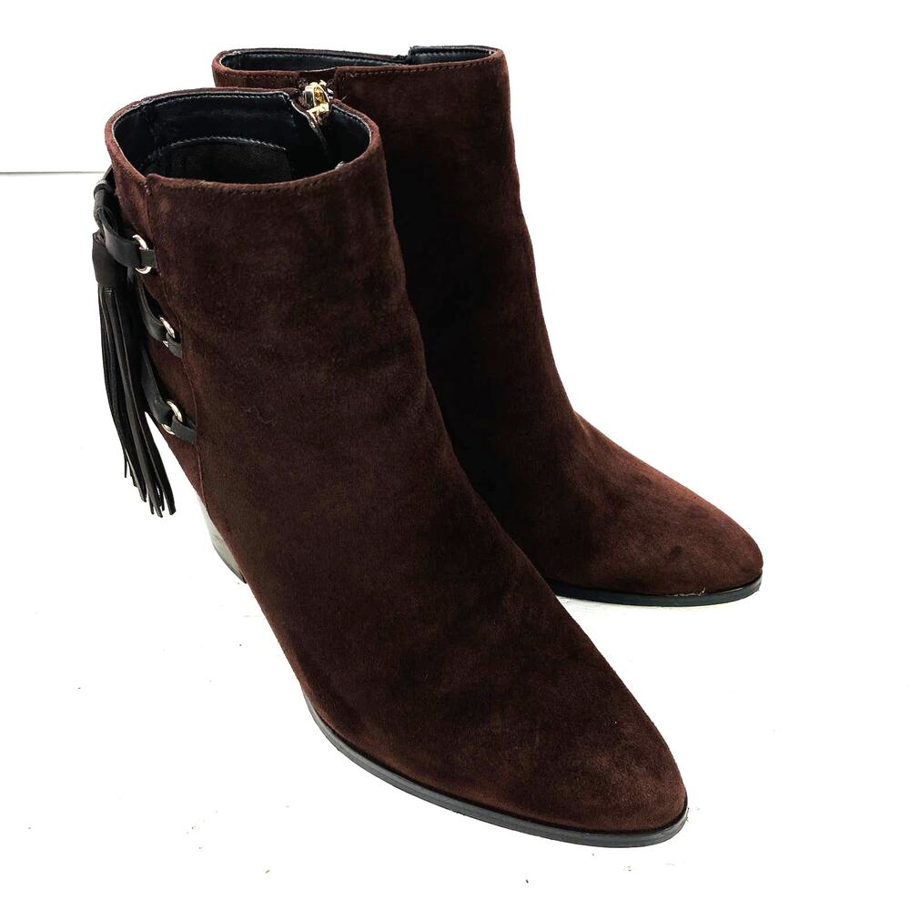 Marc Fisher Tassel Heeled Ankle Boots Suede Leather Women's Size 8.5